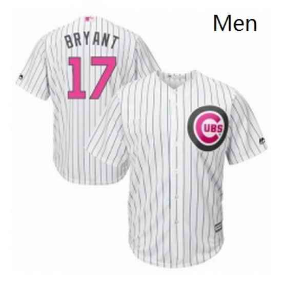 Mens Majestic Chicago Cubs 17 Kris Bryant Replica White 2016 Mothers Day Cool Base MLB Jersey